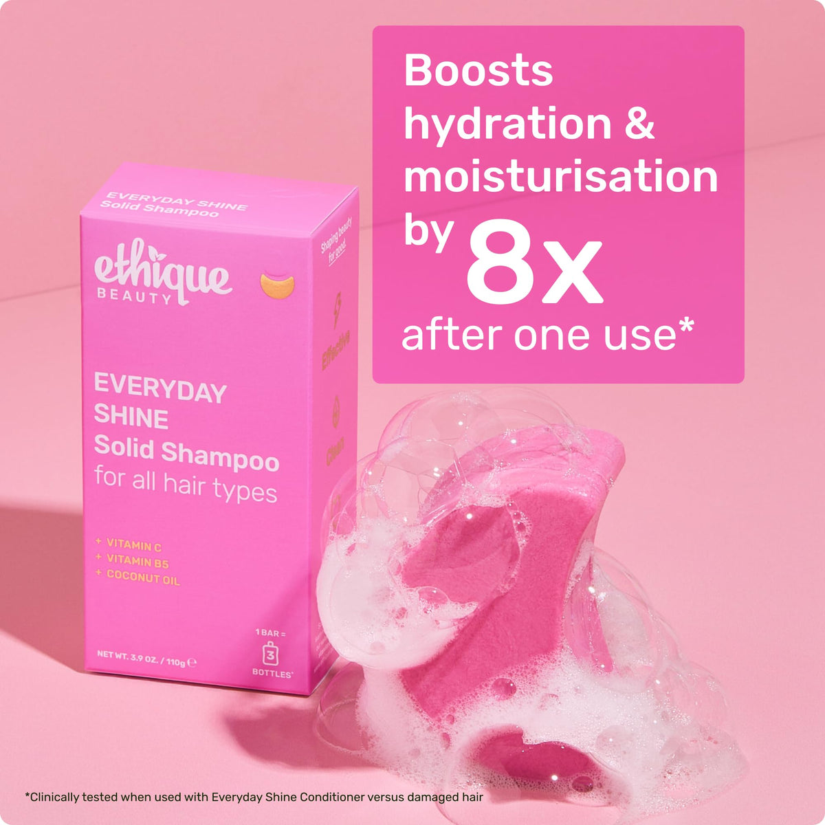 Ethique Everyday Shampoo Bar beside Everyday Conditioner Bar for a full routine