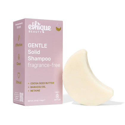 Ethique front packaging showing unscented shampoo bar and eco benefit