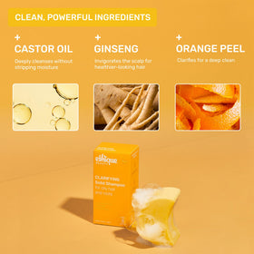Ethique shampoo bar held in hand to show size and travel-friendly convenience benefit