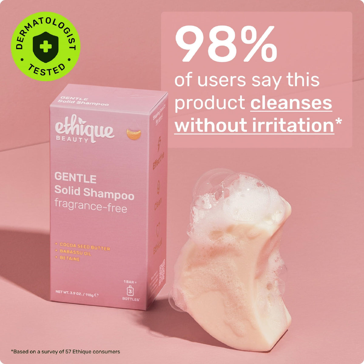 Ethique bar inside travel pouch demonstrating leak-free packing