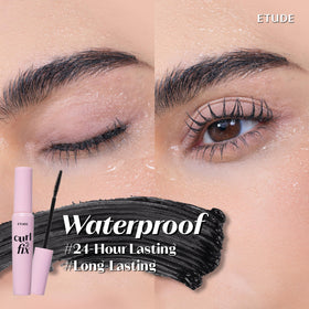 ETUDE model applying mascara for instant curl and volume