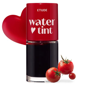 ETUDE front tube of Dear Darling Water Tint showing warm coral shade and easy squeeze applicator for quick color