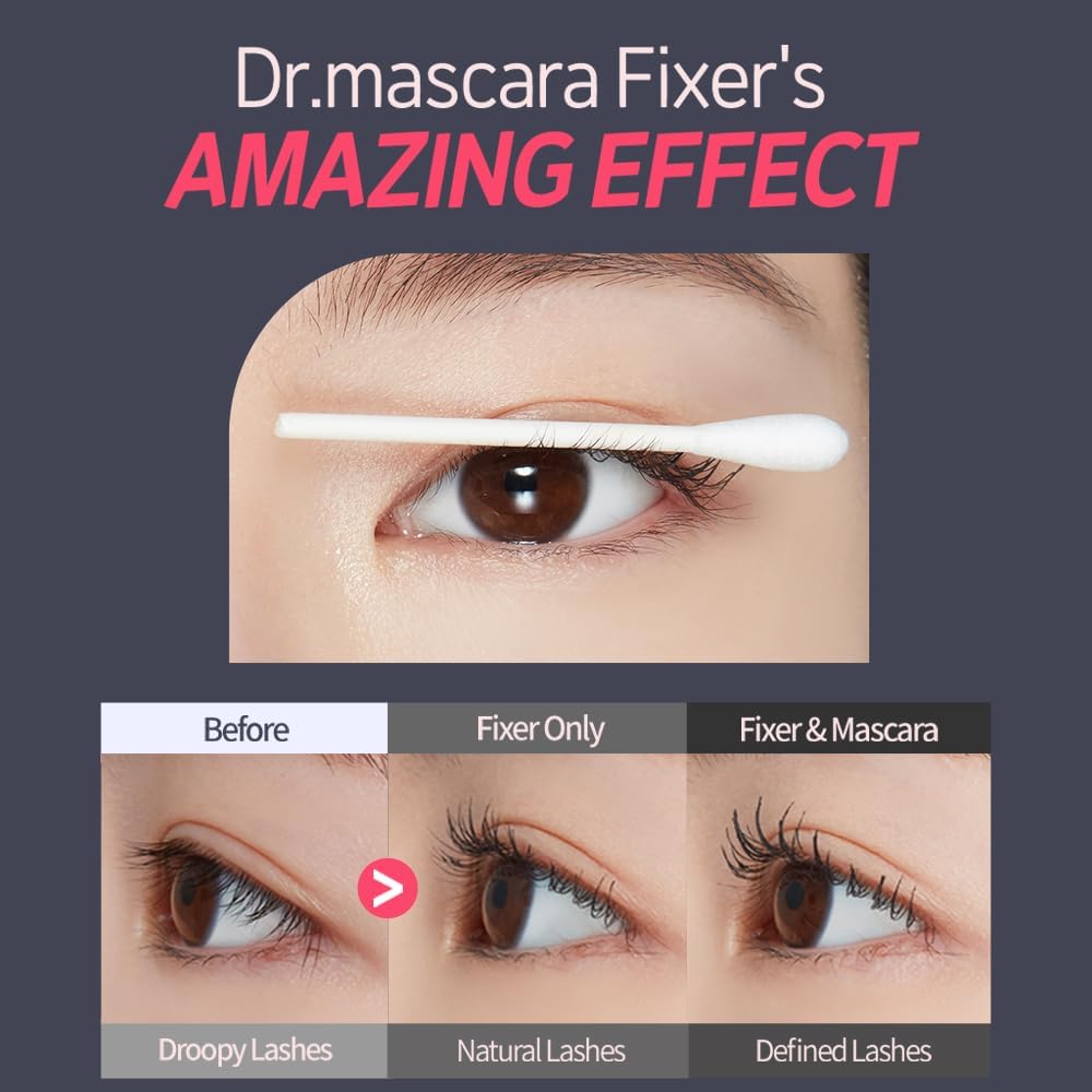 ETUDE application on lashes illustrating sealed curl and no clumps