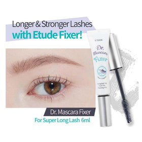 ETUDE primer applied on lashes illustrating added length and clean separation