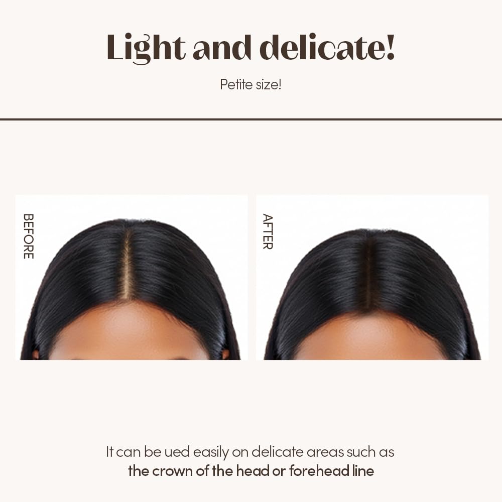 ETUDE applied at hairline illustrating quick concealment of thin areas