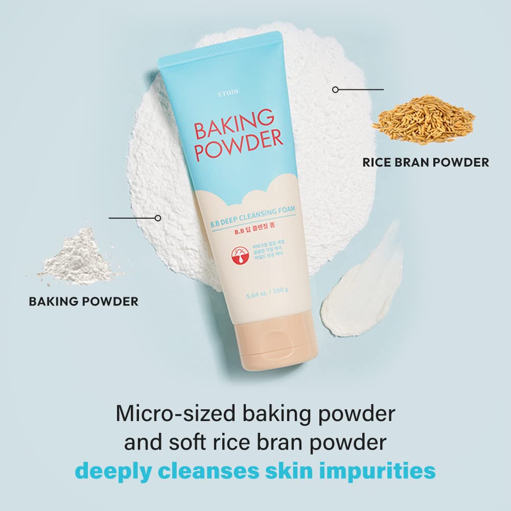 ETUDE powder pouring detail highlighting baking powder action to lift impurities