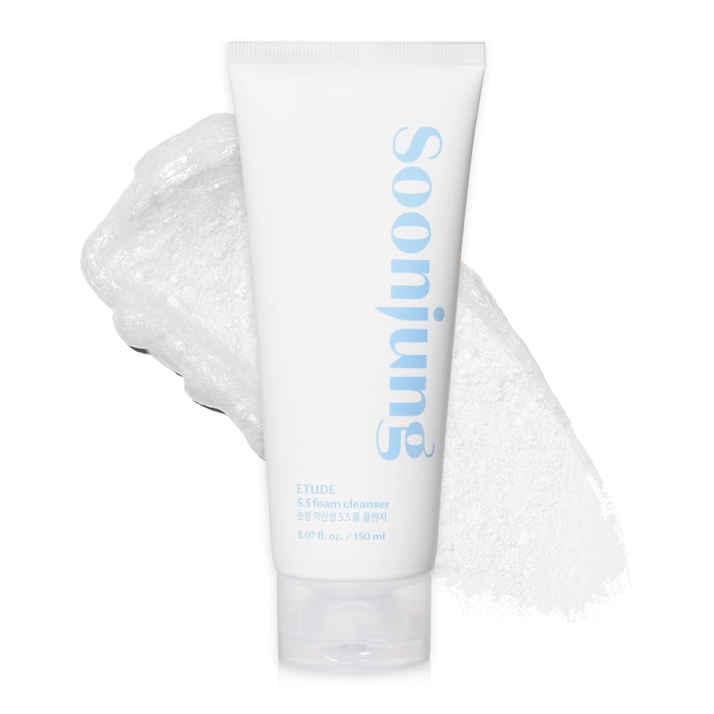 ETUDE SoonJung foam cleanser front packaging shows gentle, hypoallergenic benefits