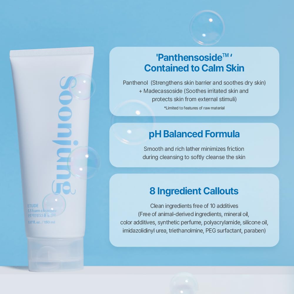 ETUDE SoonJung soft foam texture close-up demonstrating gentle cleansing lather