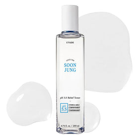ETUDE front packaging showing toner bottle and calming design benefit: gentle hydration