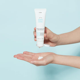 ETUDE lifestyle on bathroom counter with towel and plant showing calming daily routine