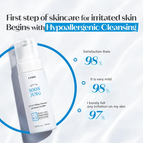 ETUDE SoonJung foam poured into hand illustrating low‑friction cleansing