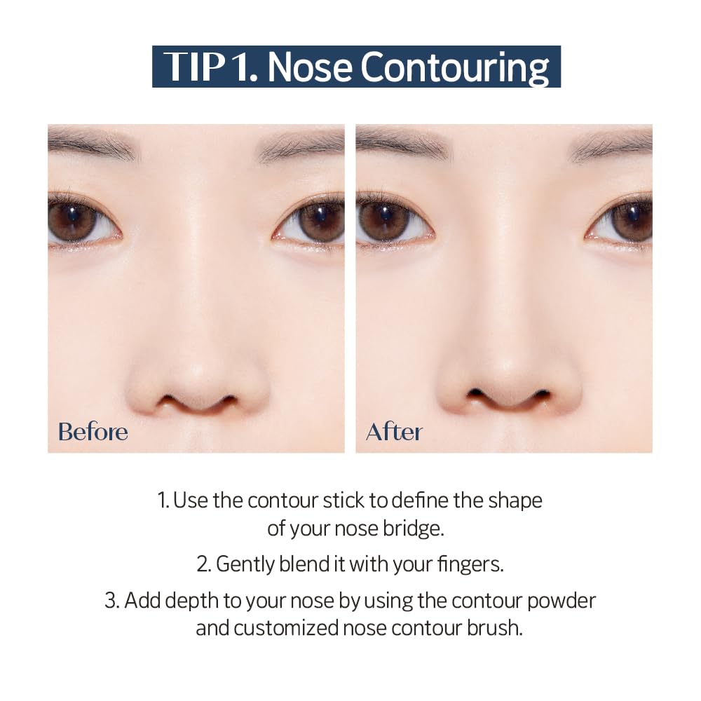 ETUDE contour stick drawn on cheek demonstrating targeted placement for natural depth