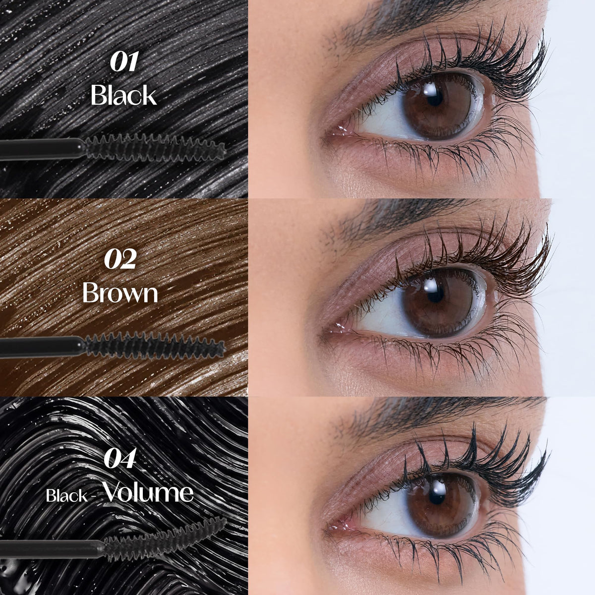 ETUDE before and after lashes swipe showing lifted curl and visible length