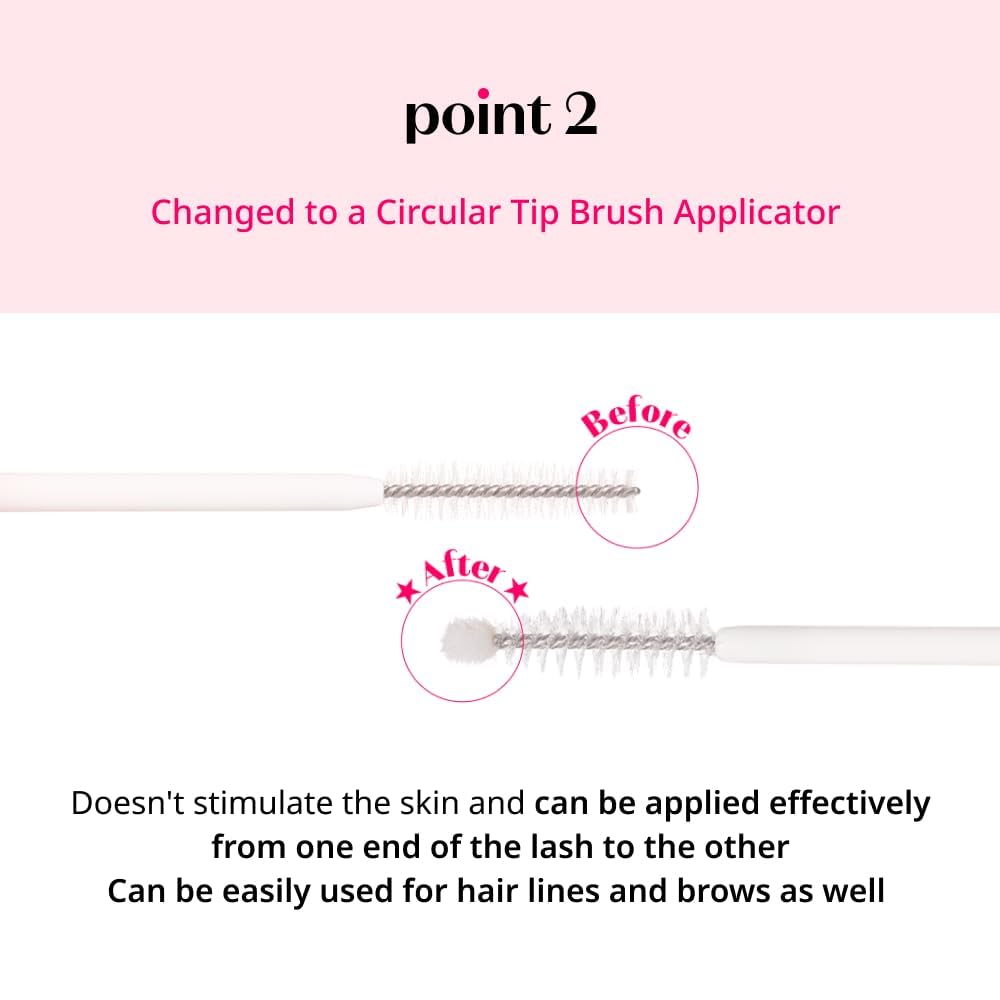 ETUDE application on lashline demonstrating easy sweep for nourished-looking lashes