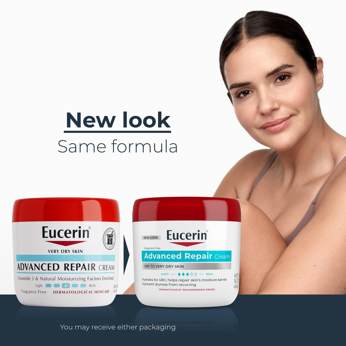 Eucerin cream texture close-up demonstrating smooth, fast-absorbing formula