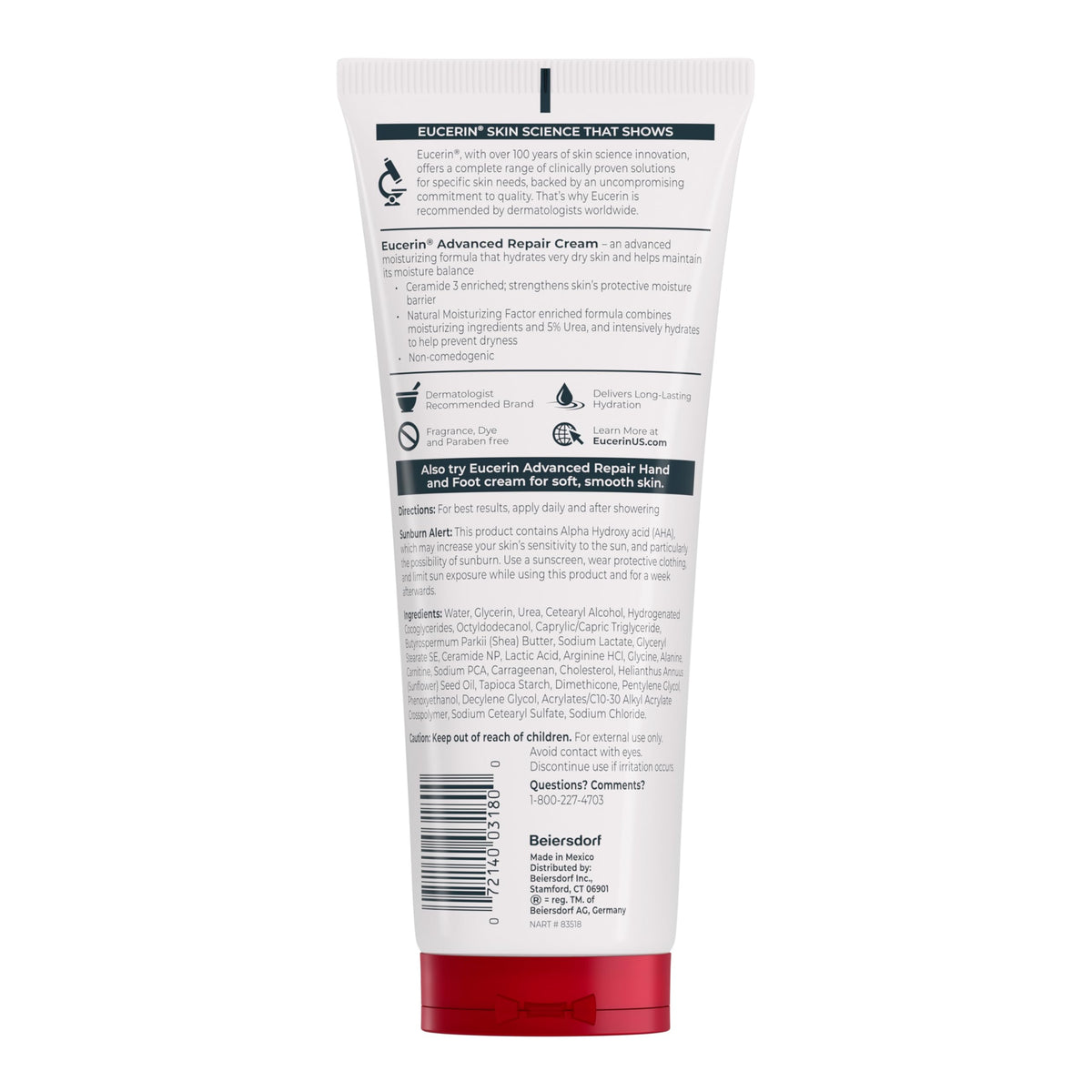 Eucerin cream texture close-up showing fast-absorbing smoothness