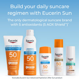 Eucerin used on arms at the beach showing soothing relief after sun exposure