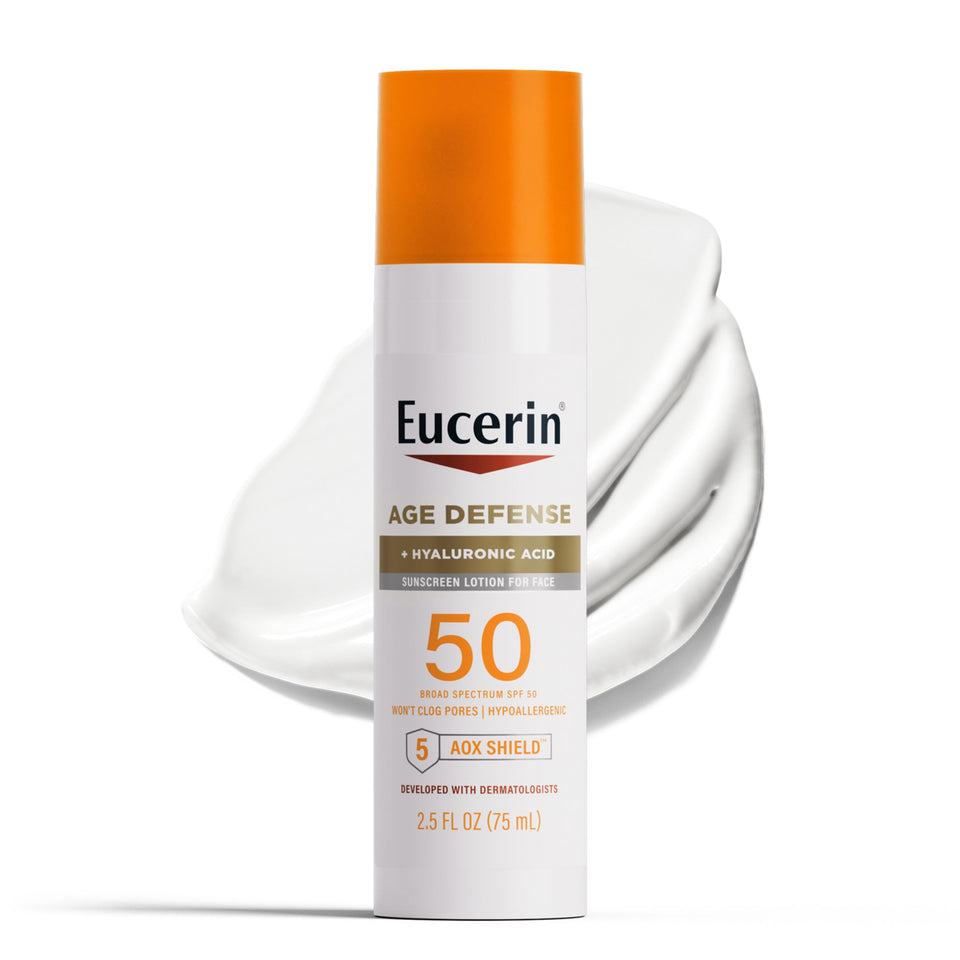 Eucerin front packaging showing SPF 50 and travel-size benefits