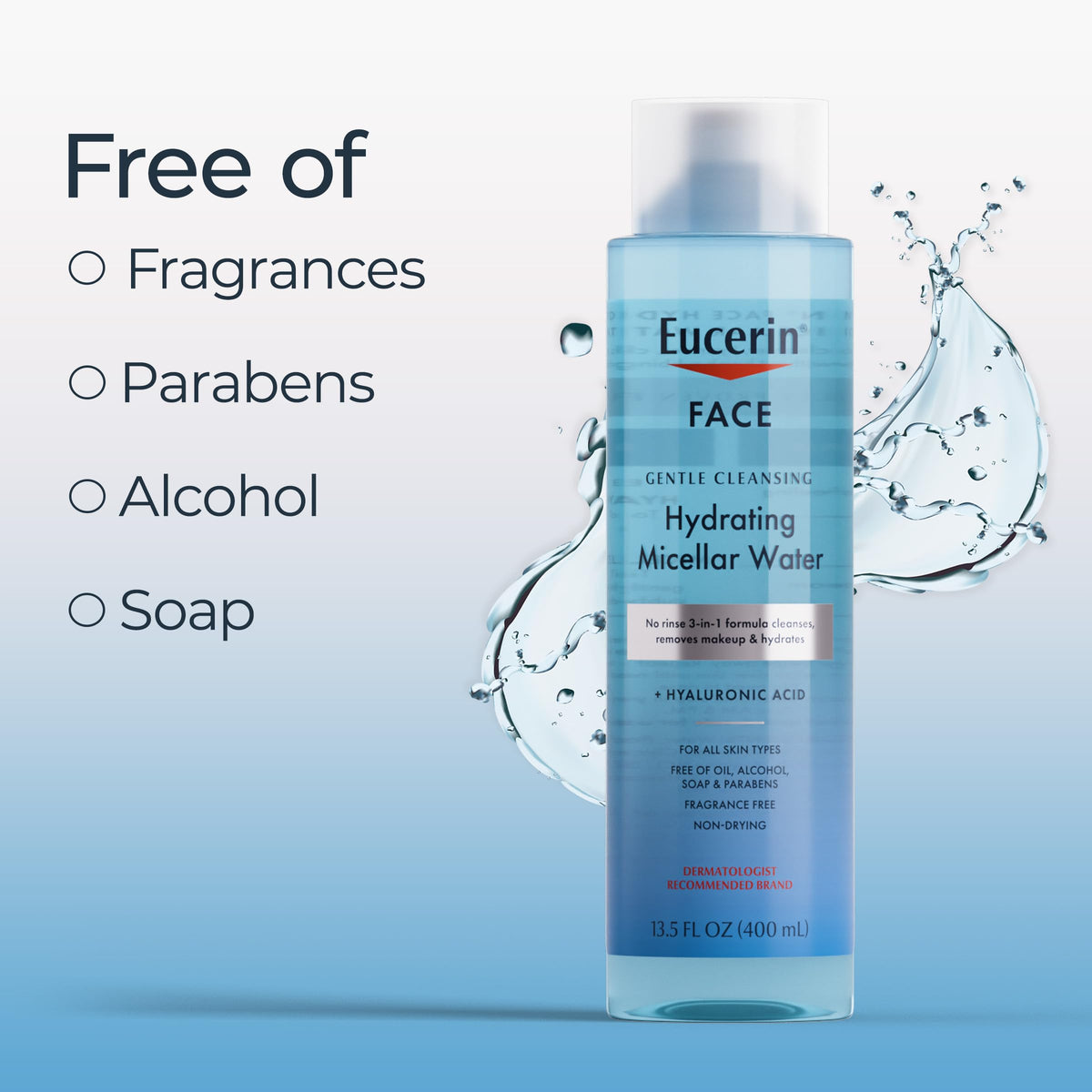 Eucerin being applied with cotton pad to remove eye makeup gently