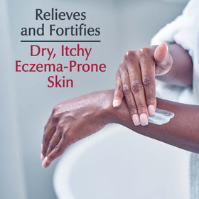 Eucerin being applied to forearm demonstrating fast-absorbing moisturizing benefit
