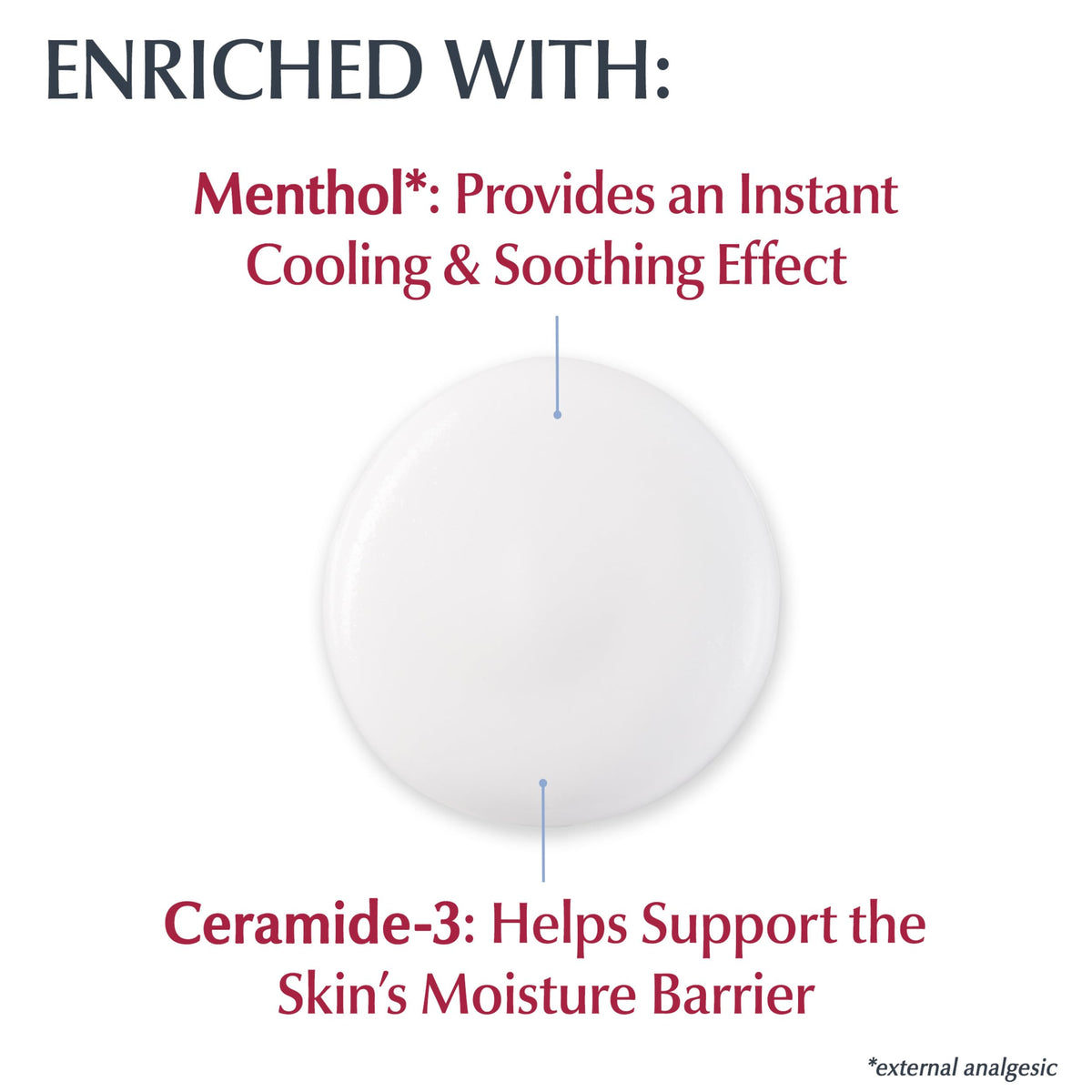 Eucerin lotion applied on forearm for fast itch relief demonstration