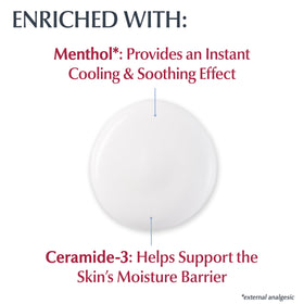 Eucerin lotion applied on forearm for fast itch relief demonstration