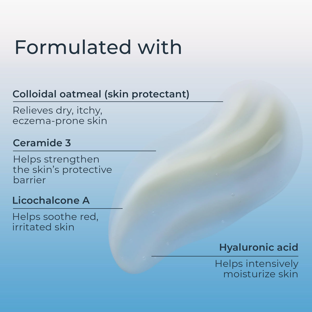 Eucerin being applied to forearm to soothe dry, itchy skin benefit