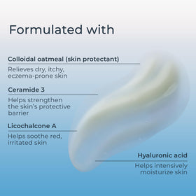 Eucerin being applied to forearm to soothe dry, itchy skin benefit