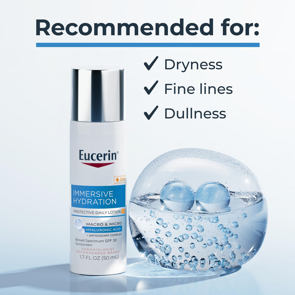 Eucerin lotion spread on hand demonstrating quick absorption