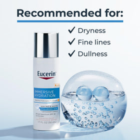 Eucerin lotion spread on hand demonstrating quick absorption