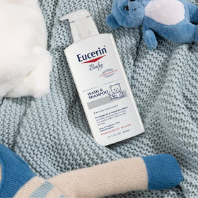 Eucerin baby cream texture closeup highlighting smooth shea butter blend