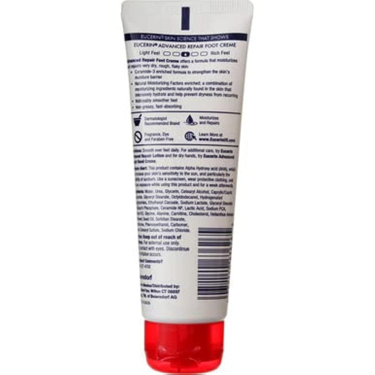 Eucerin in bathroom lifestyle scene suggesting daily foot care routine benefit