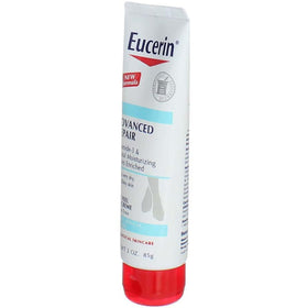 Eucerin before and after feet comparison showing improved smoothness benefit