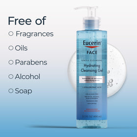 Eucerin bottle label detail highlighting gentle formula and key actives