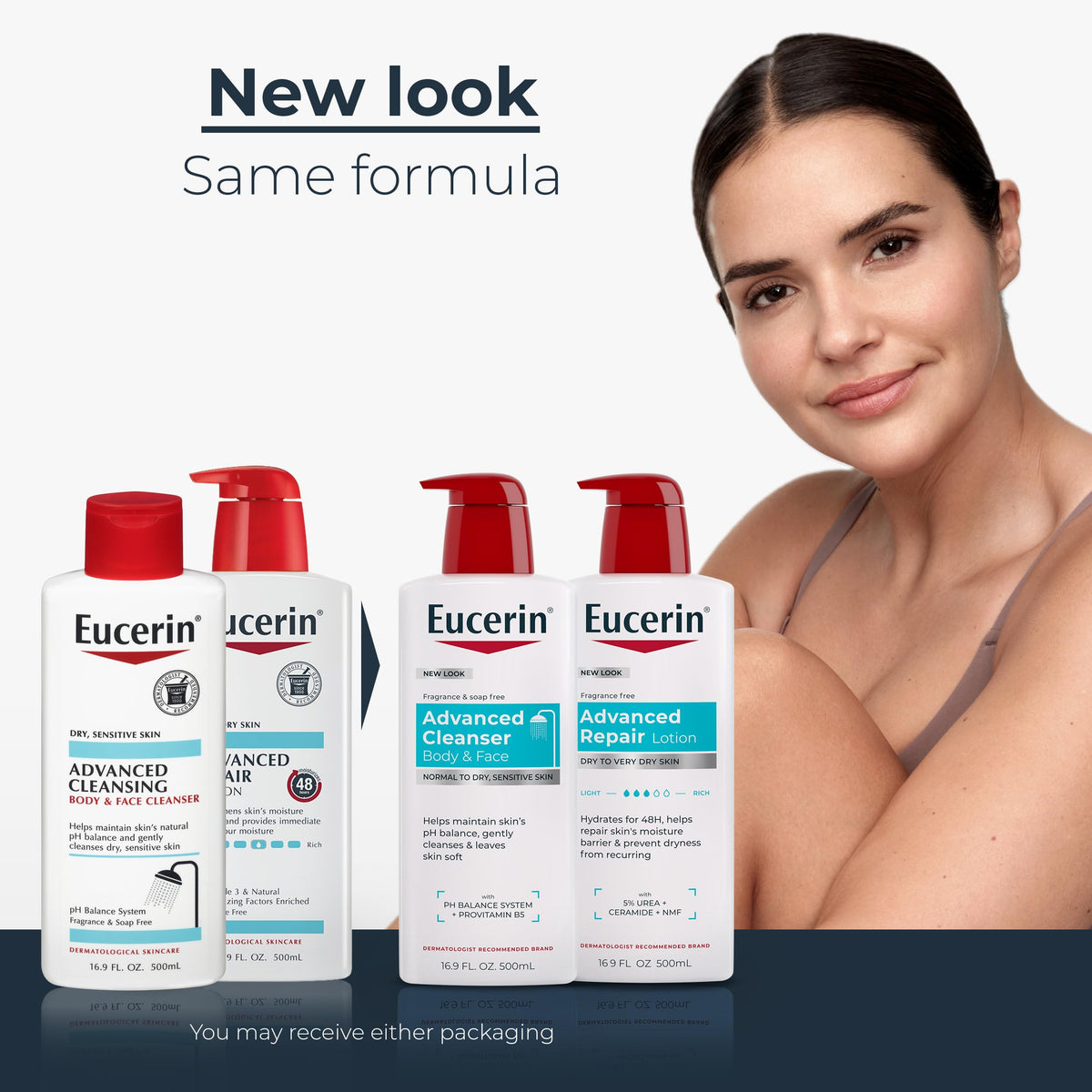 Eucerin cleanser pump bottle closeup highlighting gentle formulation