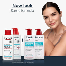 Eucerin cleanser pump bottle closeup highlighting gentle formulation