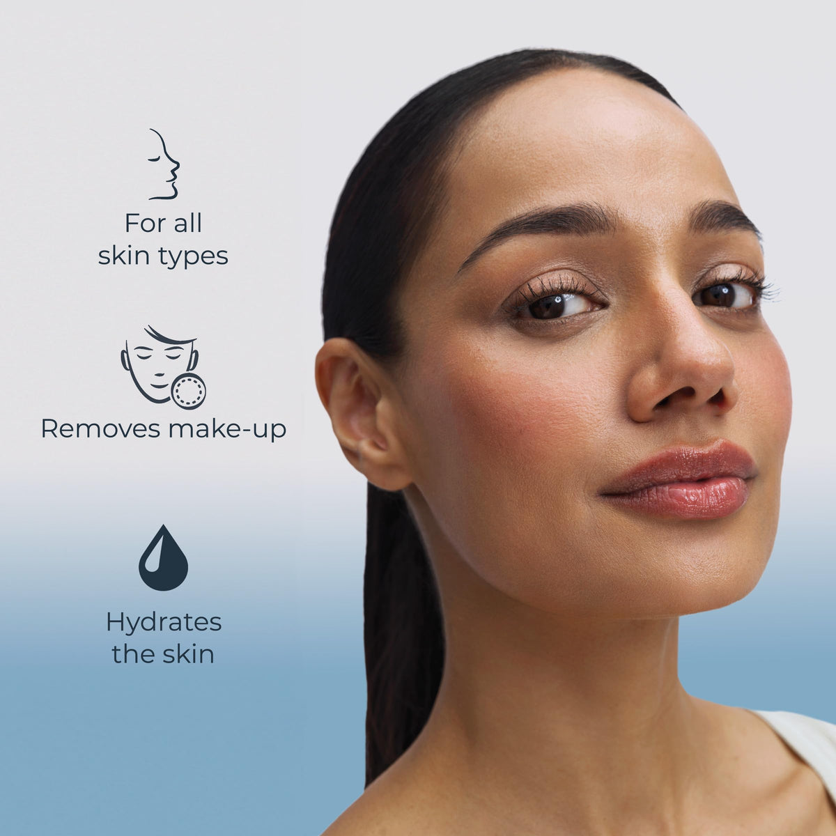 Eucerin cleansing gel in hand demonstrating amount and smooth application