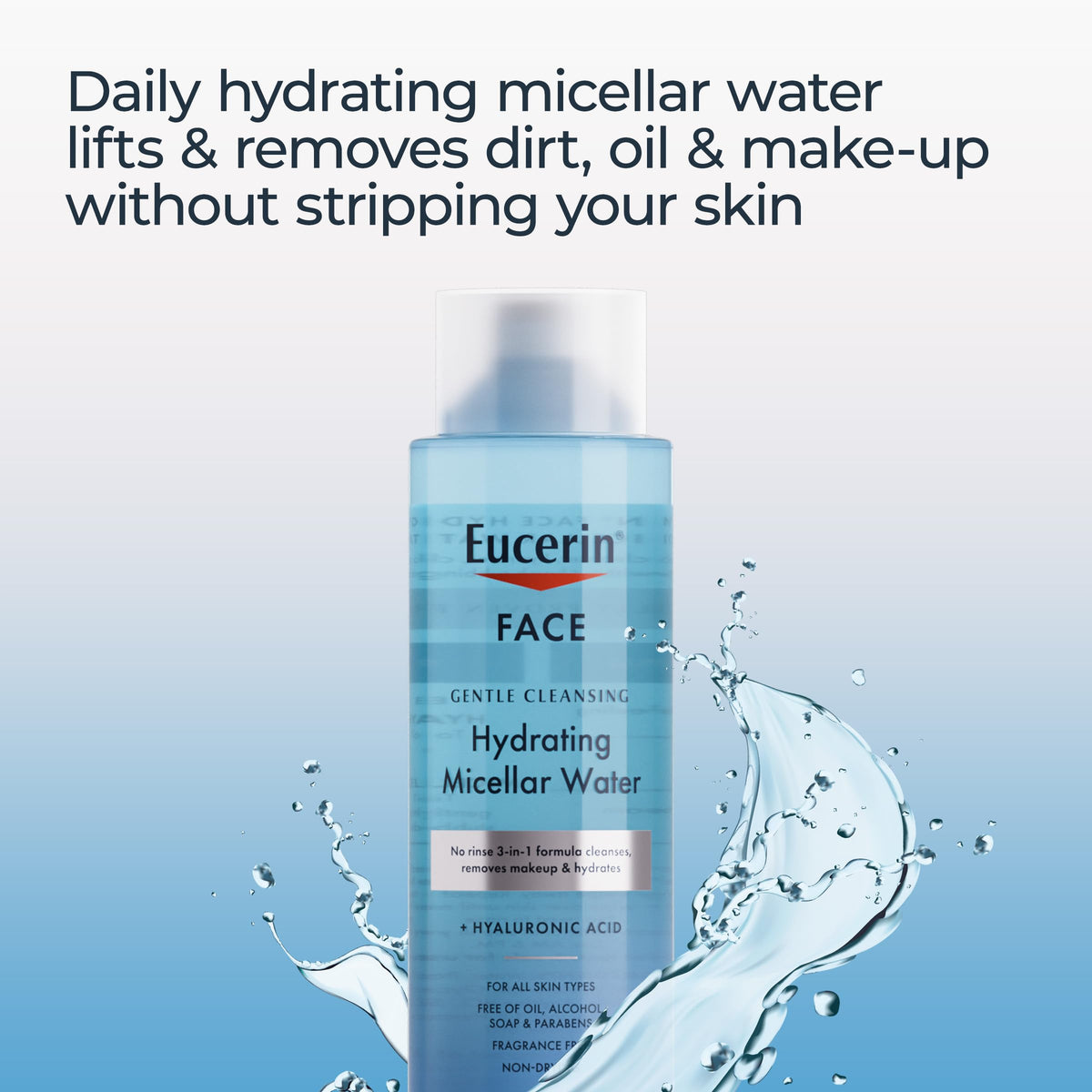 Eucerin micellar water close-up texture showing gentle hydration benefit