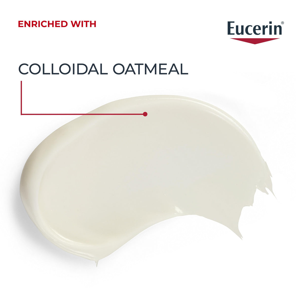 Eucerin cream spread on arm illustrating rich hydration and barrier support