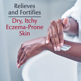 Parent applying Eucerin to baby demonstrating safe use from three months