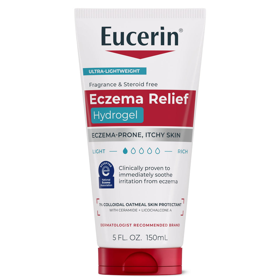 Eucerin front tube view showing product and soothing moisturizer benefit