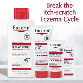 Eucerin tube beside ruler showing 8 oz scale for accurate sizing benefit