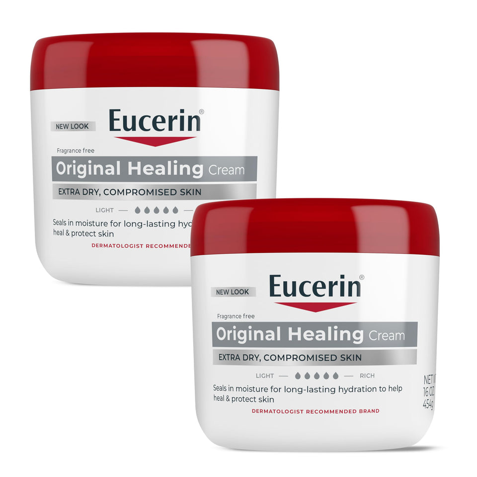 Eucerin jar front view showing unscented label and clear product benefit
