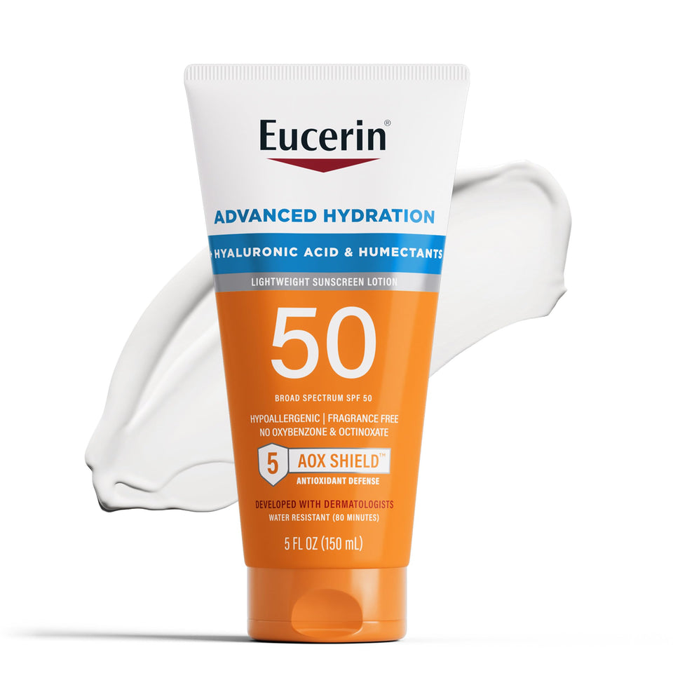 Eucerin front packaging 5 fl oz tube showing product and SPF benefit