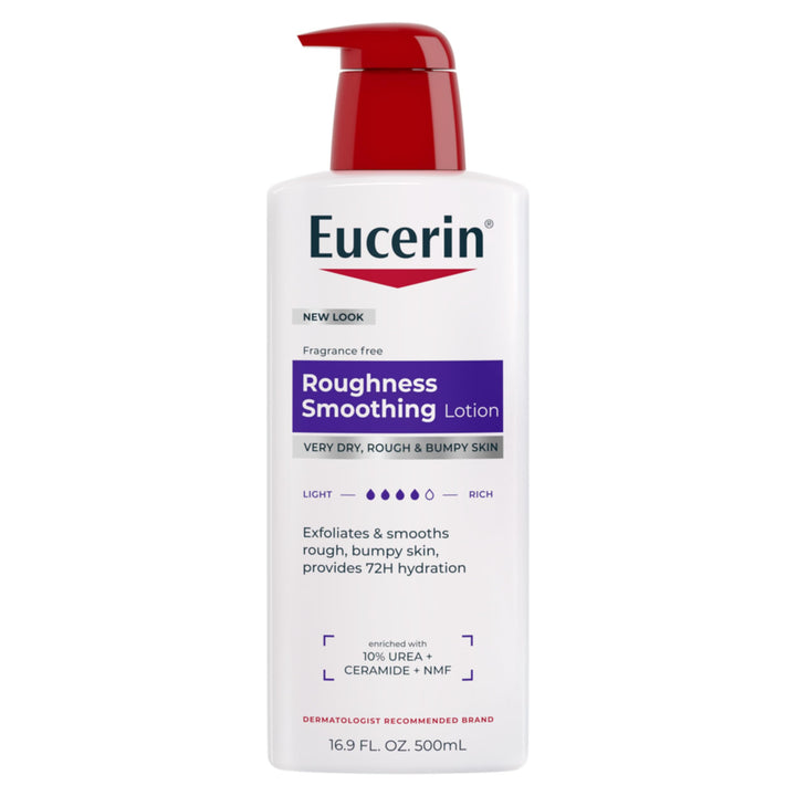 Eucerin front pump bottle showing clean product and size benefit