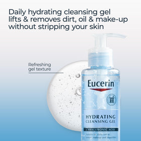 Eucerin gel texture close-up highlighting lightweight hydrating formula