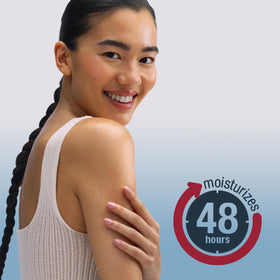 Eucerin being applied to hands demonstrating quick relief for dry hands