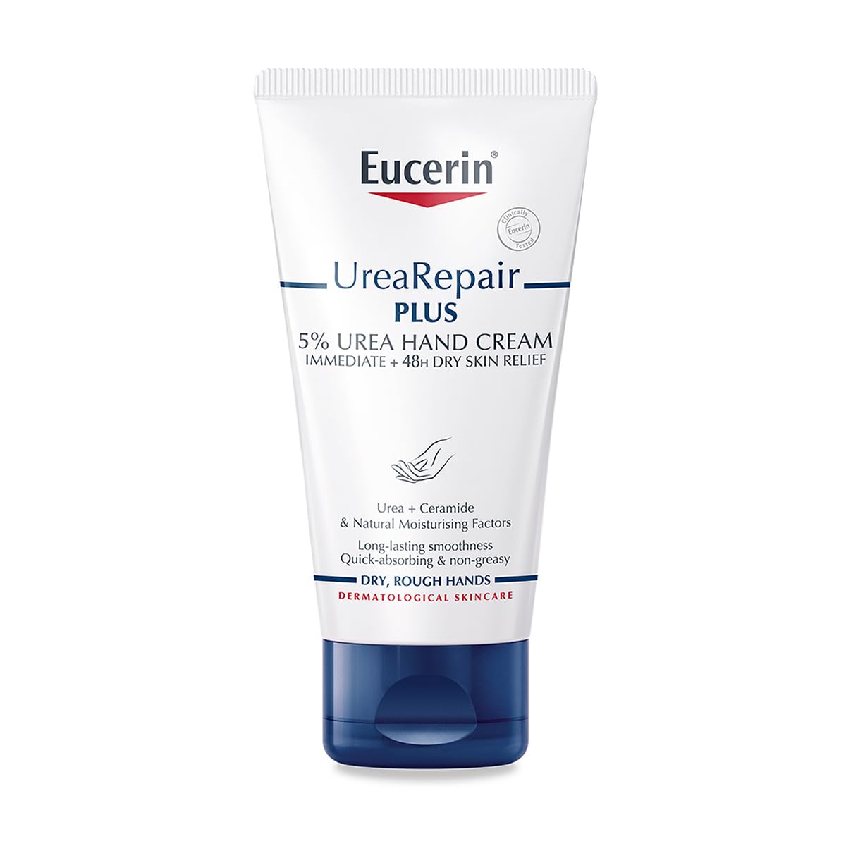 Eucerin front packaging showing tube and clear product identity and benefits