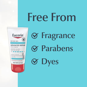 Eucerin ingredient label showing urea and ceramide, barrier support benefit