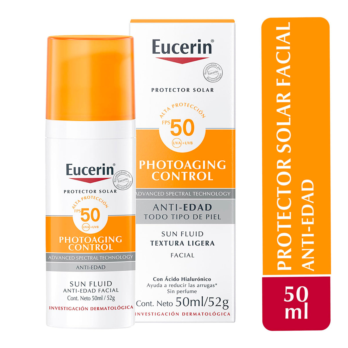 Eucerin label close-up listing hyaluronic acid and antioxidant actives